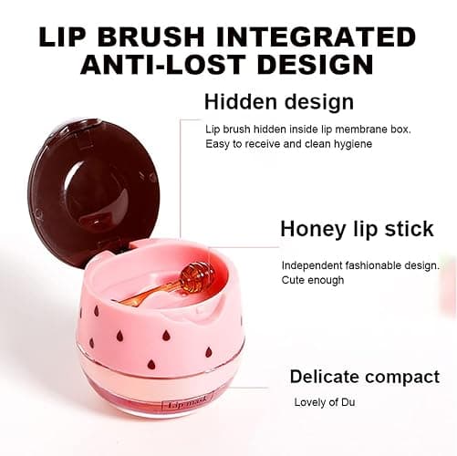 4 Pcs Honey Lip Balm, Strawberry Apple Watermelon Lip Mask, Moisturizing Lip Sleeping Mask, Hydrate Repair Prevent Dry Cracked Lip (Honey+Strawberry+Apple Lime+Watermelon) - 4 Kinds of Fruits thumbnail 4