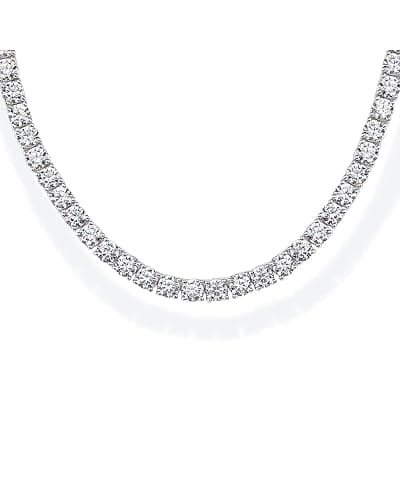 PAVOI 14K Gold Plated 3mm Simulated Diamond Tennis Necklace – Chunky Long Necklace for Women – Sizes 16" and 18" - Image 1