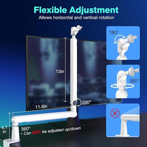 FIFINE Boom Arm Mic Stand, Low Profile Microphone Arm Stand, Podcast Mic Boom Arm with Desk Mount, Cable Channels Management, Metal Boom Arm White for Recording/Streaming/Gaming/Home Office-BM88W thumbnail 5