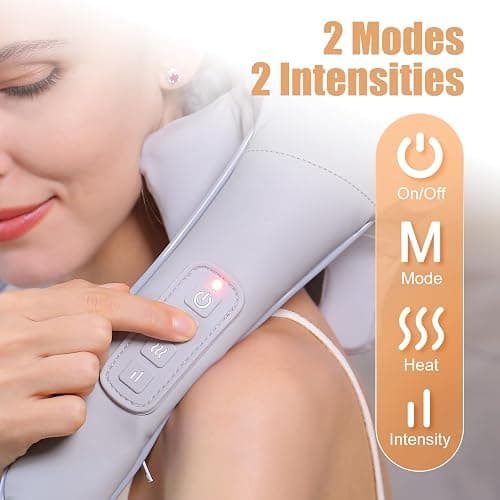 MASGRE Electric Shiatsu Back and Neck Massager, Cordless Shoulder Massager with Heat, Deep Tissue 3D Kneading Massage Pillow for Shoulder, Leg, Body Muscle Pain Relief, Gifts for Men Women thumbnail 5