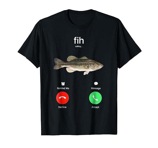 Fih Calling Remind Me Message Decline Accept Phone Call Fish T-Shirt - Image 1