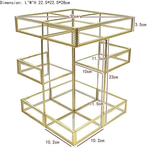 4-Tier Golden 360 Degree Rotation Cosmetic Organizer -Premium Spinning Perfume Tray,Large Capacity Beauty Display for Countertop,Vanity or Bathroom Dorm Room-Tempered Glass&Sturdy Metal thumbnail 4