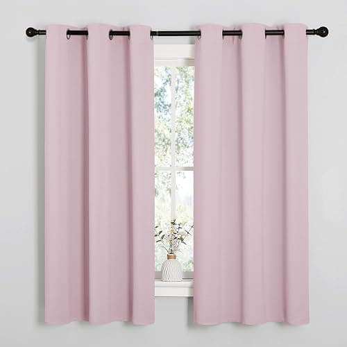 NICETOWN Nursery Essential Thermal Insulated Solid Grommet Top Blackout Curtains/Drapes (1 Pair, 42 x 63 inches in Baby Pink) thumbnail 3