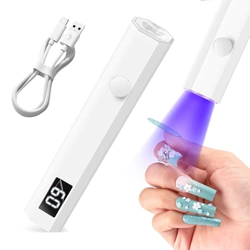 mlogiroa Mini UV Light for Nails with 2 Timer Settings | LCD Display, 20s/60s Timers, Handheld, Portable, 3W, 180mAh, 395-405nm UV Light, Suitable for Travel, Home, DIY, Salon - Image 1