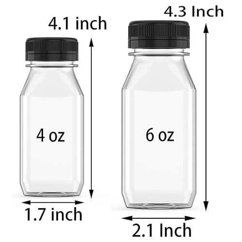 Hulless 6 Ounce Plastic Juice Bottle Drink Containers 5 Pcs Juicing Bottles with Black Lids, Suitable for Juice, Smoothies, Milk and Homemade Beverages thumbnail 3