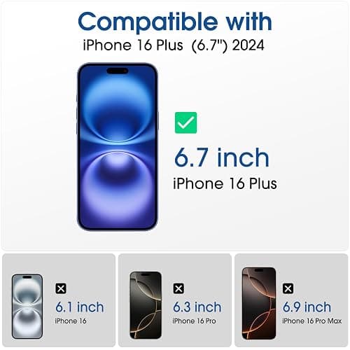 amFilm OneTouch for iPhone 16 Plus Screen Protector 6.7'' Tempered Glass | Auto-Alignment, 30s Install, Bubble Free, Scratch & Drop Protection, HD Clear, Camera Lens Protector, 2+2 Pack (16-6.7'') thumbnail 2