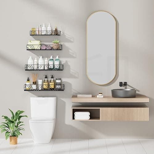 Amaoot Floating Shelves for Wall Set of 4, Wall Shelf Wood Floating Shelf | Different Sizes Mounted Wall Shelves for Living Room,Bedroom, Bathroom, Kitchen, Farmhouse Decor, Office thumbnail 4