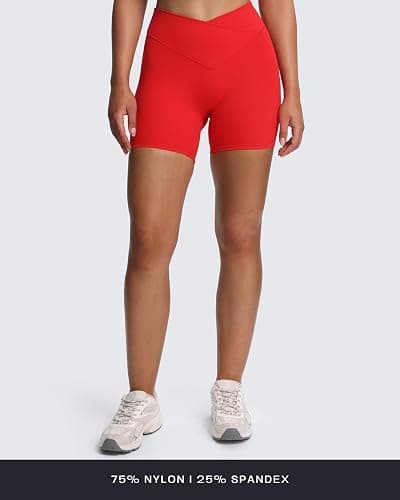 Aoxjox Roxxy Workout Biker Shorts for Women High Waisted Cross-Waist Crossover V Back Tummy Control Running Yoga Short 6" thumbnail 6