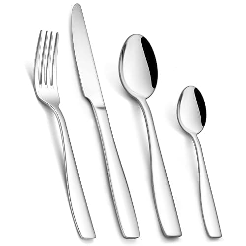 24 Piece Cutlery Set, Homikit Stainless Steel Flatware Silverware Sets Include Knives Forks Spoons, Service for 6 People, Ideal for Home Camping Kitchen, Mirror Finished & Dishwasher Safe - Image 1