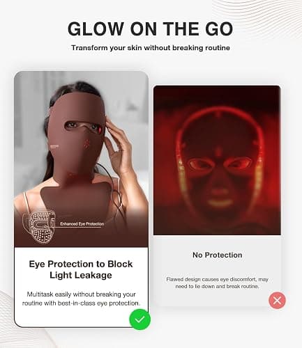 JOVS 4D Red Light Therapy Mask for Face with 4 Color Light Modes, Breathable Wireless 328 LEDs Face Mask with 850NM Near-Infrared Light, Portable LED Face Mask Light Therapy with Timer for Home Travel thumbnail 6