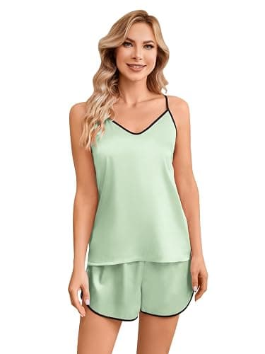 Girls & Women Silk Pajamas Set Satin Camisole Sleepwear 2 Piece Pjs, 3 Years - Women XXL thumbnail 4