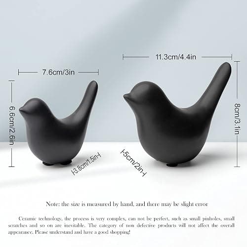 Notakia Small Birds Statues Home Decor Modern Style Decorative Ornaments for Living Room Decor, Bedroom, Office Desktop, Cabinets (Black 2Pcs Birds) thumbnail 3