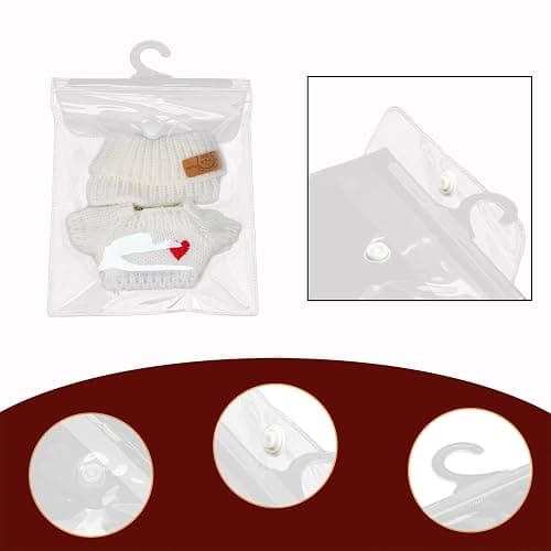 10 Pack Clear Doll Clothes Storage Bags with Hanging Rod & Hooks, Compatible with Labubu Clothes - PVC Transparent Organizer Set for Dolls, Space-Saving Wardrobe System thumbnail 5
