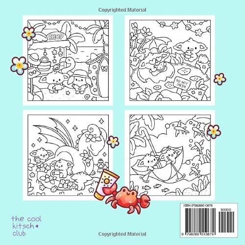 Troll Summer: A Kawaii Coloring Book of Tropical Adventures and Holiday Fun: 30 Whimsical Coloring Pages of Trolls and Dragons on Beach Vacations (Sweet & Kitsch) thumbnail 2