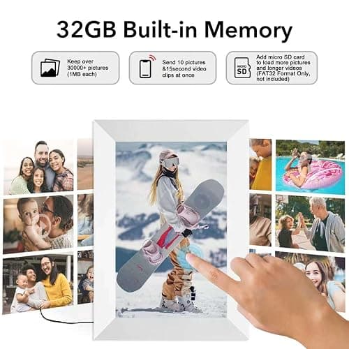 Frameo White 10.1 Inch Smart WiFi Digital Photo Frame,Digital Picture Frame Wi-Fi with 32GB Storage & SD Slot, Electronic Picture Frame IPS Touch Screen with Auto-Rotate, Gifts for Mom, House Warming thumbnail 3
