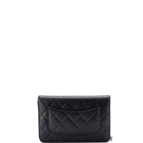 Chanel, Pre-Loved Wallet on Chain Quilted Caviar, Black thumbnail 3