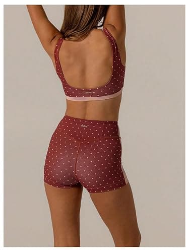 Milumia Women's 2 Piece Outfit Polka Dots Square Neck Bra Tank Top and High Waist Shorts Workout Set thumbnail 3