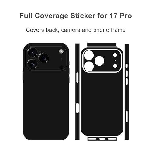 Skin Sticker Compatible with iPhone 14, 15, 16, 17, Protector Film Vinyl Decal Black Cover for Phone Back Camera Side (for 17 Pro) thumbnail 3