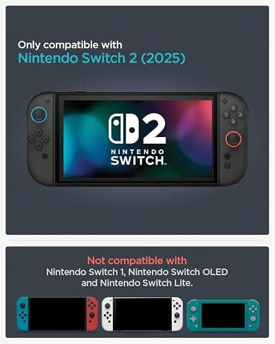 Spigen Rugged Armor Case Compatible with Nintendo Switch 2 2025 Cover with Hand Strap - Matte Black thumbnail 2