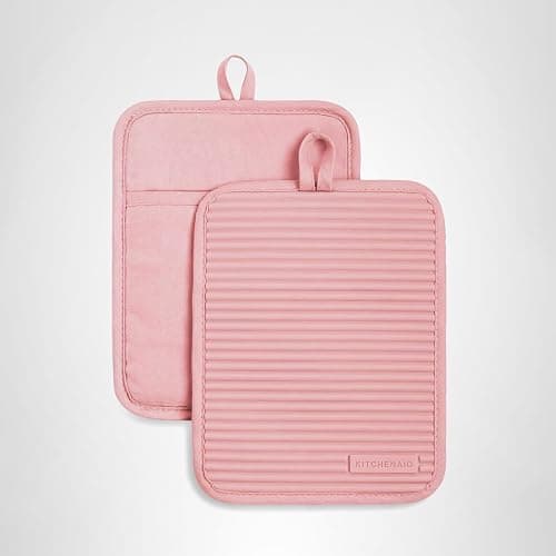 KitchenAid Ribbed Soft Silicone Pot Holder 2-Pack Set, Dried Rose, 7"x9" thumbnail 7