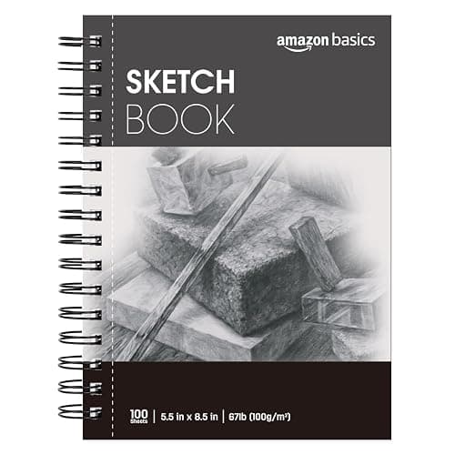 Amazon Basics Sketch Pad for Artists, 67 lb. / 100 gsm, 100 Sheets, 5.5"x8.5", White - Image 1