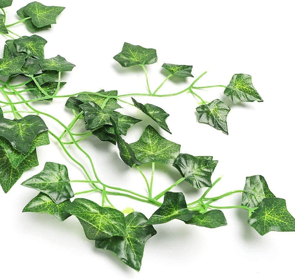 12 Strands /24M Artificial Ivy Leaf Plants Vine Hanging Garland Fake Foliage Flowers Home Kitchen Garden Office Wedding Wall Decor, Green (12PCS-79Feet/24M) thumbnail 3