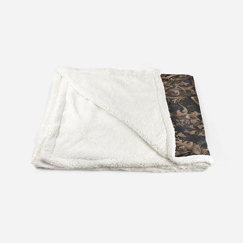 AILONEN Death Moth Throw Blanket,Gothic Moth Skull Fleece Sherpa Blanket Bed/Sofa Decor,Horror Themed Gold Floral Blankets for Boys Girls, 59 x 47 Inches thumbnail 6