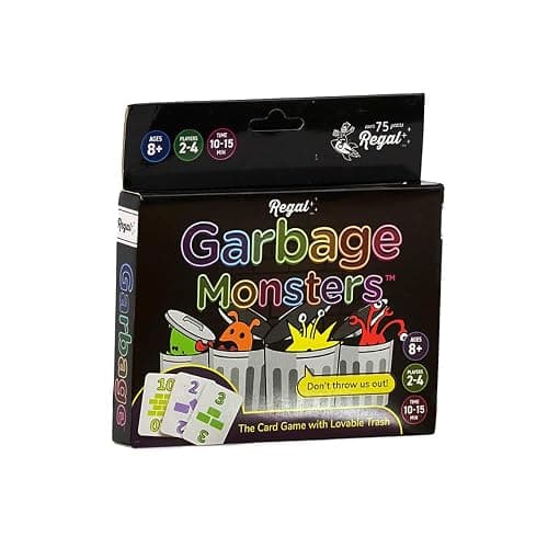 Regal Games Garbage Monsters Card Game Set for Kids, Teens & Adults - 2-4 Player Fun Family Games - Travel Playing Cards (16 Garbage Monsters Cards) thumbnail 3