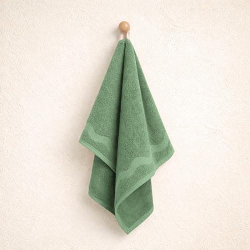 MONDAY MOOSE Scalloped Decorative Hand Towels, 2-Pack Soft Cotton with Wavy Embossed Design for Bathroom, Kitchen or Spa (16x28 inch, Sage) thumbnail 7