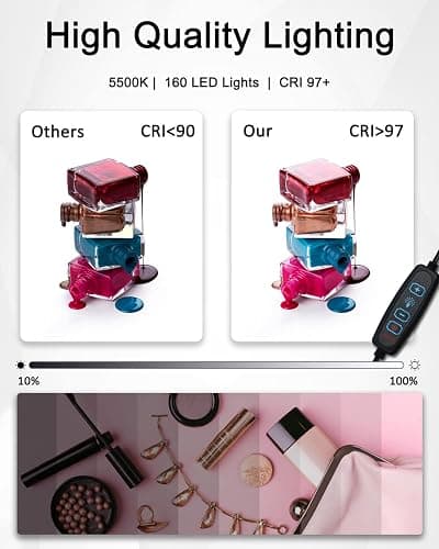 DUCLUS Light Box Photography, 16x16 inch Portable Photo Studio Box with 160 LED Dimmable Lights, 6 PVC & 2 Paper Backdrops for Product Photography. - 16*16 inch thumbnail 2