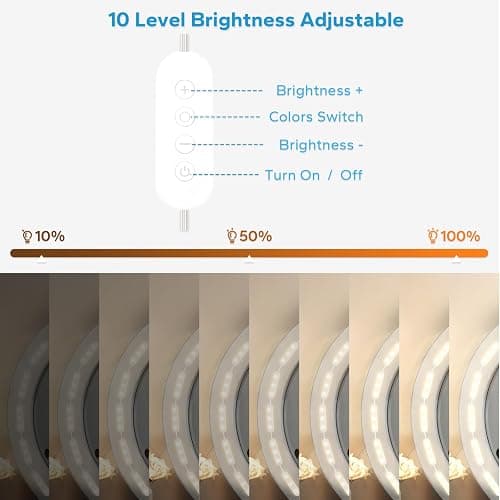 LED Vanity Lights for Mirror, 16ft Makeup Strip Light, 3000K 4000K 6000K & 10 Level Brightness Adjustable, USB Cable, Hollywood Mirror Light Stick-On for Makeup Dressing Room Bathroom Bedroom thumbnail 3