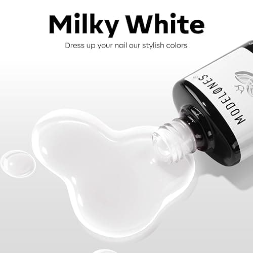 modelones Milky White Gel Nail Polish Natural Color | Translucent Jelly Soak Off LED Clear Coat Soap Nails Art White French Gel Polish15 ML thumbnail 9