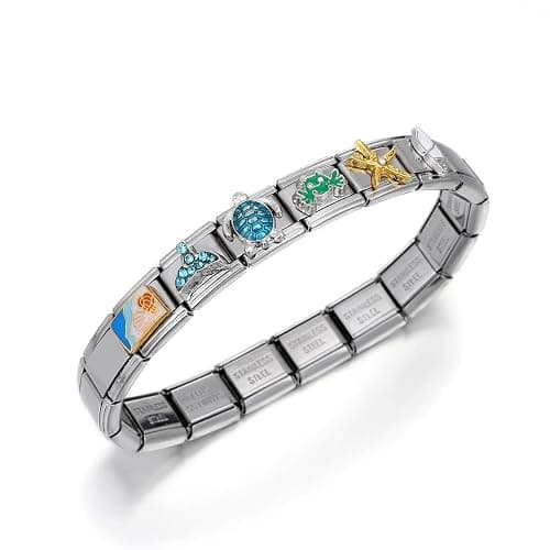 LCSDDWAS 12pcs Handmade Diy Italian Module Charm With Ocean Shell Series berry Series Bracelet For Women Men Stainless Steel Italian Bracelet Jewelry Gifts (Starfish style), Large, silver thumbnail 3