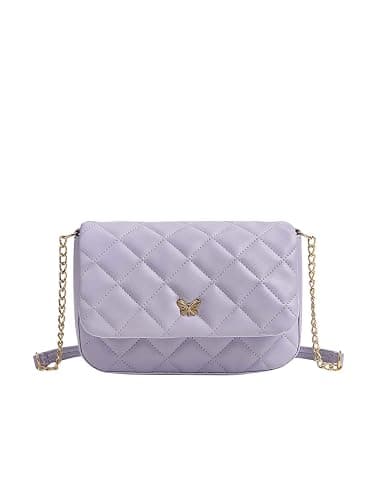 SweatyRocks Girl's Cute Purse Crossbody Bag Gifts Mini Kids Wallet Presents | Chain Strap, Geometric Quilted, Metal Decor, Flap Closure, Solid Color, Mini Size, Purple, One-Size - Image 1