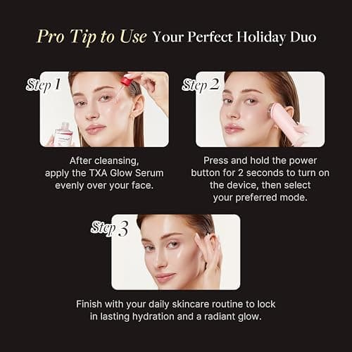 medicube Booster Pro Holiday Gift Set, Amazon Exclusive | Limited Mocha Booster Pro + TXA Niacinamide Serum | Gift for Women & Men | Perfect for Holiday Gifting & Self Care | Korean Skin Care Kit thumbnail 6