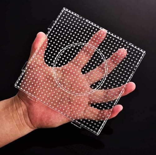 H&W 6PCS 5mm Fuse Beads Boards, Pegboards Kits with Gift 4 Ironing Paper | Large Clear Pegboard Kit with Gift 4 Ironing Paper (WA3-Z6) thumbnail 2