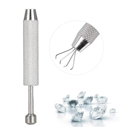 Piercing Ball Holder Tool Jewelry Holder Pick Up Tool Diamond Gems Prong Tweezers Catcher Grabber With 4 Claws (Long) (Four-claw Gem Claw (Cornet)) thumbnail 3