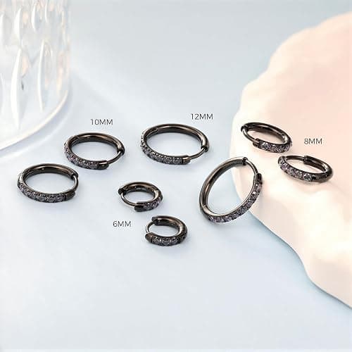 YIXNZON Small Hoop Earrings for Women -Gold Silver Huggie Cartilage Hypoallergenic Earrings for Men Surgical Stainless Steel with Cubic Zirconia for Helix Lobe thumbnail 7