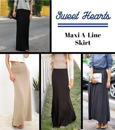 Sweet Hearts Maxi Skirt for Women- Comfy Foldover High Waist Long Flare A-Line Skirt Maxi Dress XS-3X Made in USA thumbnail 3
