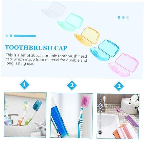 SKISUNO 30pcs Portable Toothbrush Head Covers Travel Toothbrush Holder Cap Soft Brush Cover Case thumbnail 3