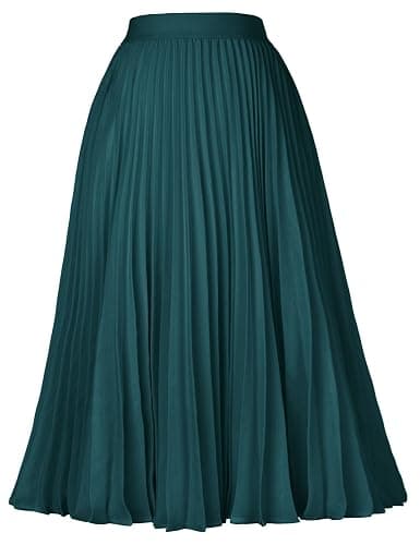 GRACE KARIN Women High Elastic Waist Pleated Chiffon Skirt Midi Swing A-line Skirts - Image 1