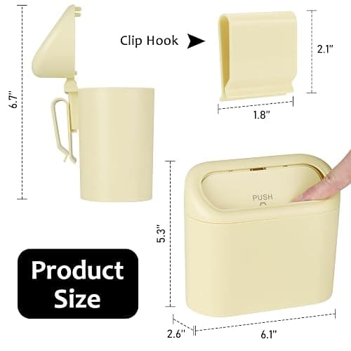 Accmor Car Trash Can, Portable Vehicle Trash Bin with Lid, Car Dustbin Garbage Organizer Holder with One Roll Trash Bag, Leakproof Hanging Mini Cars Storage Bag Container for Auto, SUV, Office (Beige) thumbnail 2