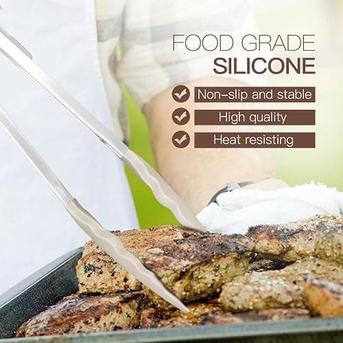 Kitchen Utensils Set-Silicone Cooking Utensils-33pcs Non-Stick Silicone Cooking Kitchen Utensils Spatula Set with Holder-Best Kitchen Cookware with Stainless Steel Handle (Khaki) thumbnail 5
