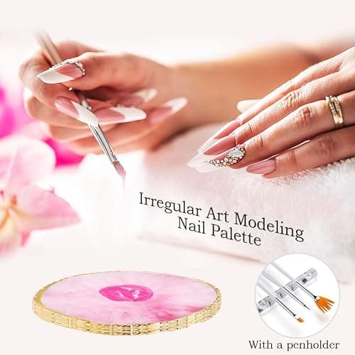 Nail Art Tools 27Pcs Set,Nail Art Brush,Resin Nail Art Palette,5 Pcs Nail Art Sculpture Pen,2-way Acrylic Silicone Engraving Pen Dotting Pen Tools Nail Art Kit for Nail Art DIY thumbnail 3