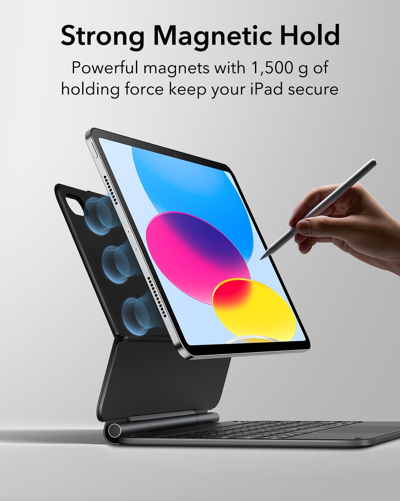 ESR iPad 11th(A16, 2025)/10th Gen Case with Keyboard, Magic Keyboard for iPad 10.9", Case with Floating Cantilever Stand, Springy Backlit Keys, Multi-Touch Trackpad, Rebound Series, Black thumbnail 3