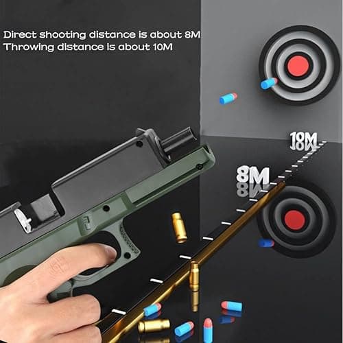 Toy gun with soft bullets, toy gun with ejectable magazine for safety training or play - unique gift (green) thumbnail 4
