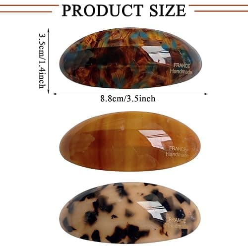 3 PCS Acetate Hair Barrette,Large Vintage Hair Barrette for Women,French Tortoise Shell Hair Clips Vintage Snap Hair clips Accessories Gifts for Women Girls Thick Hair thumbnail 2
