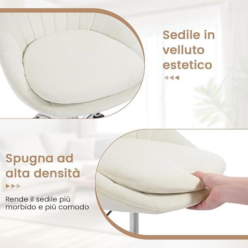 WOLTU Sedia da Scrivania per Casa Regolabile in Altezza con Rotelle, Sedia Trucco Girevole Ergonomica, Ufficio, Camera da Letto, Studio, Velluto, Crema, BS167cm thumbnail 5