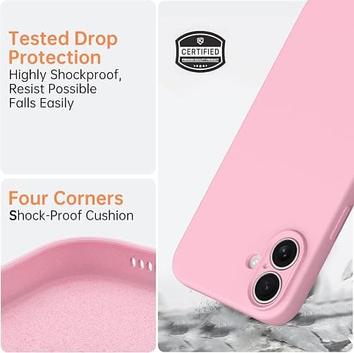 iYavvort Compatible with iPhone 16 Case, Liquid Silicone Upgrade [Camera Protection] [Soft Anti-Scratch Microfiber Lining] Shockproof Phone Case (Pink) thumbnail 5