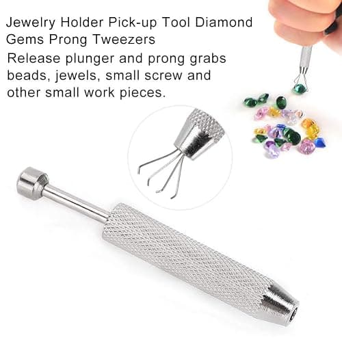 Piercing Ball Holder Tool Jewelry Holder Pick Up Tool Diamond Gems Prong Tweezers Catcher Grabber With 4 Claws (Long) (Four-claw Gem Claw (Cornet)) thumbnail 7